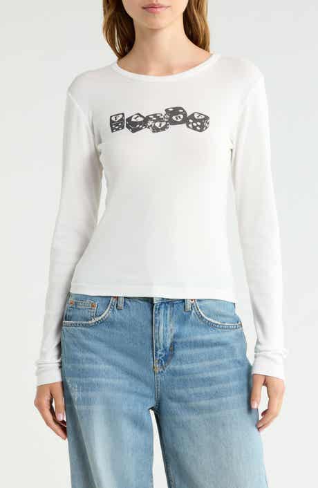 Flirt Dice Long Sleeve Crop T-Shirt