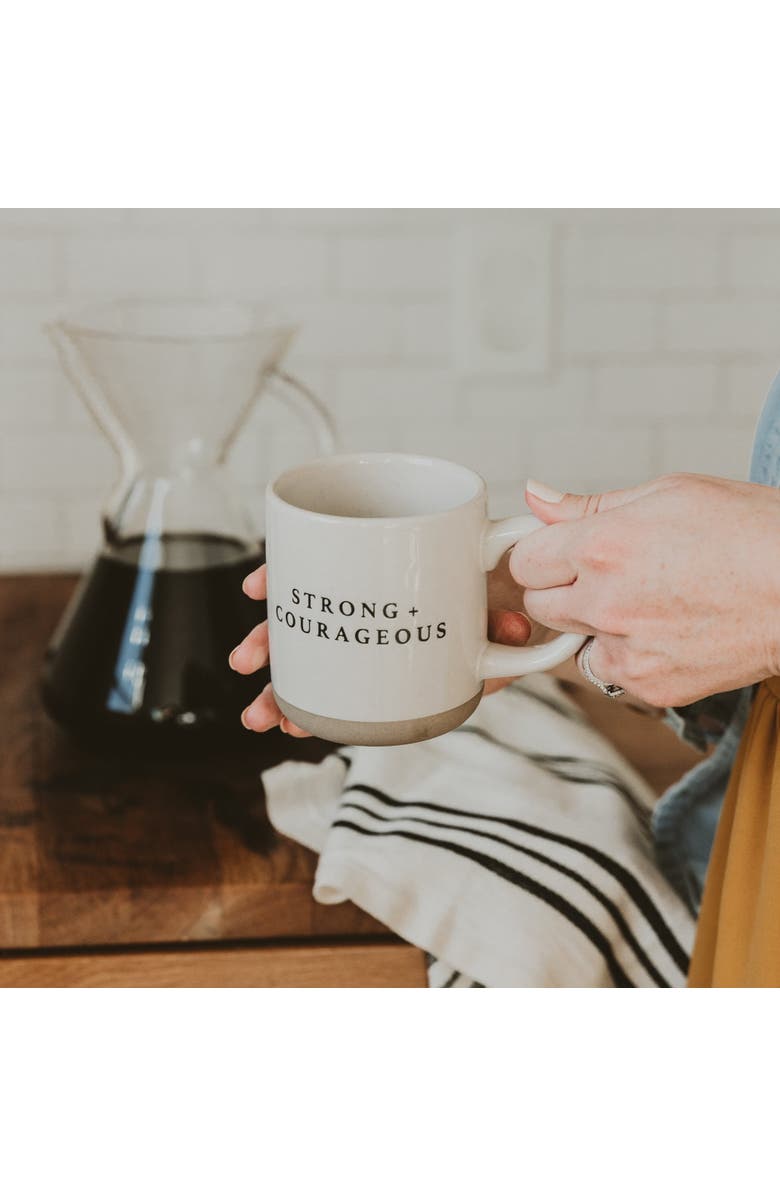 SWEET WATER DECOR Stoneware Quote Coffee Mug, Alternate, color, Strong And Courageous