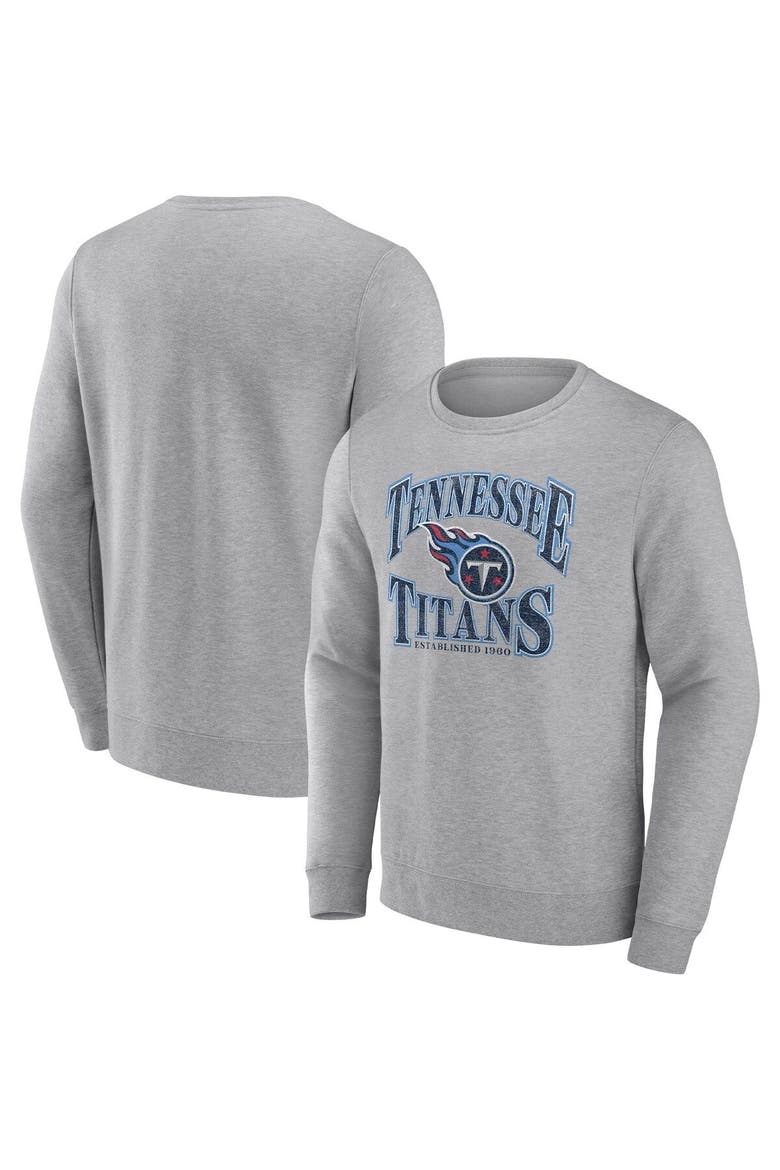 Men's Fanatics Branded Heathered Charcoal Tennessee Titans Playability Pullover Sweatshirt, Main, color, Heather Gray