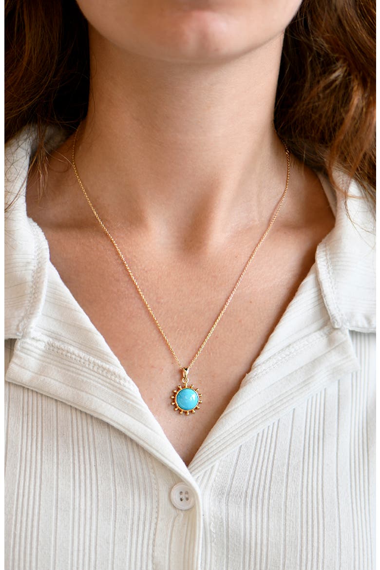 Dew Drop Mini Marine Pendant Necklace, Alternate, color, 14K YELLOW GOLD/ TURQUOISE