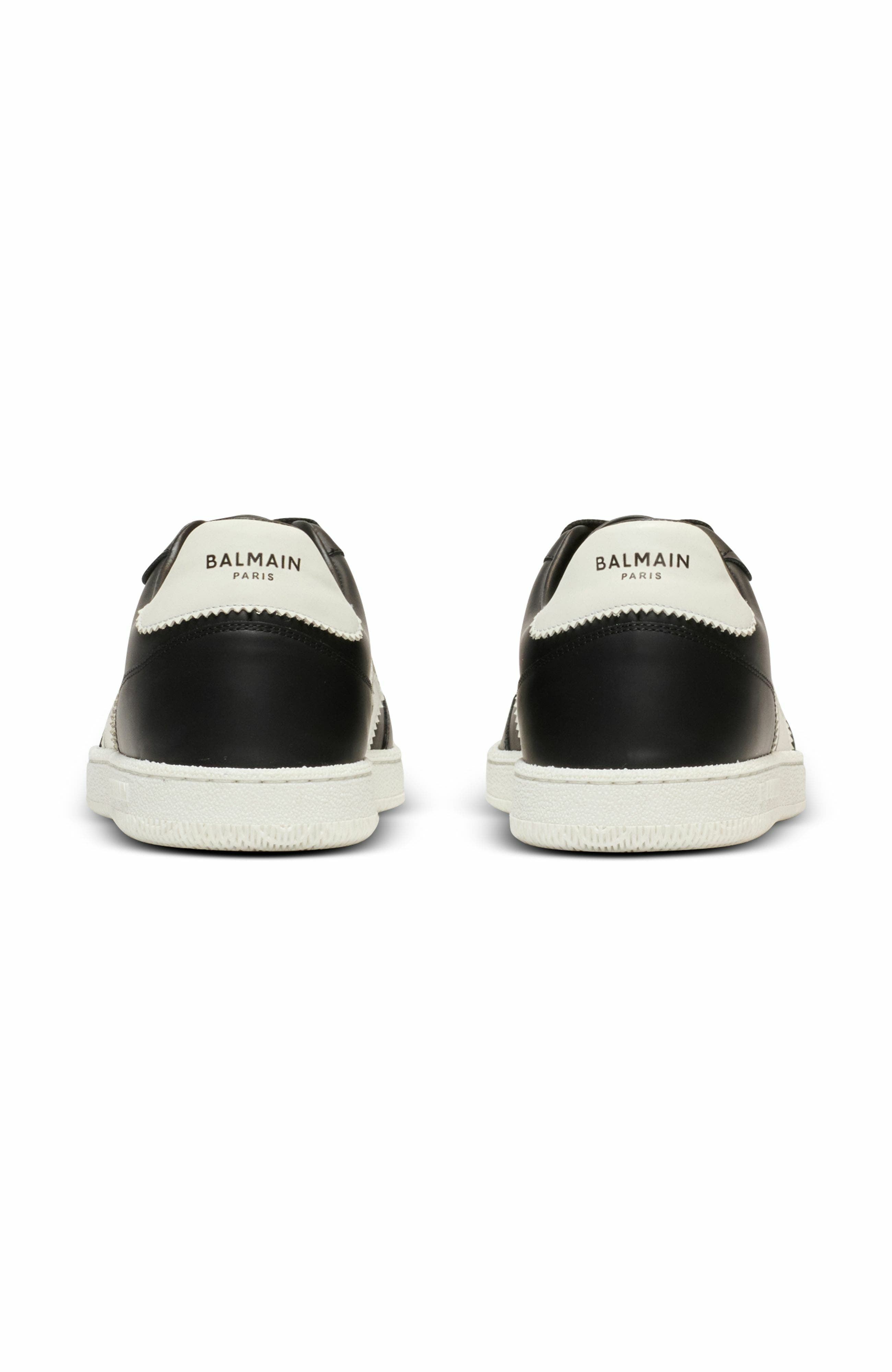 Calfskin Balmain Swan Trainers, Alternate, color, Black