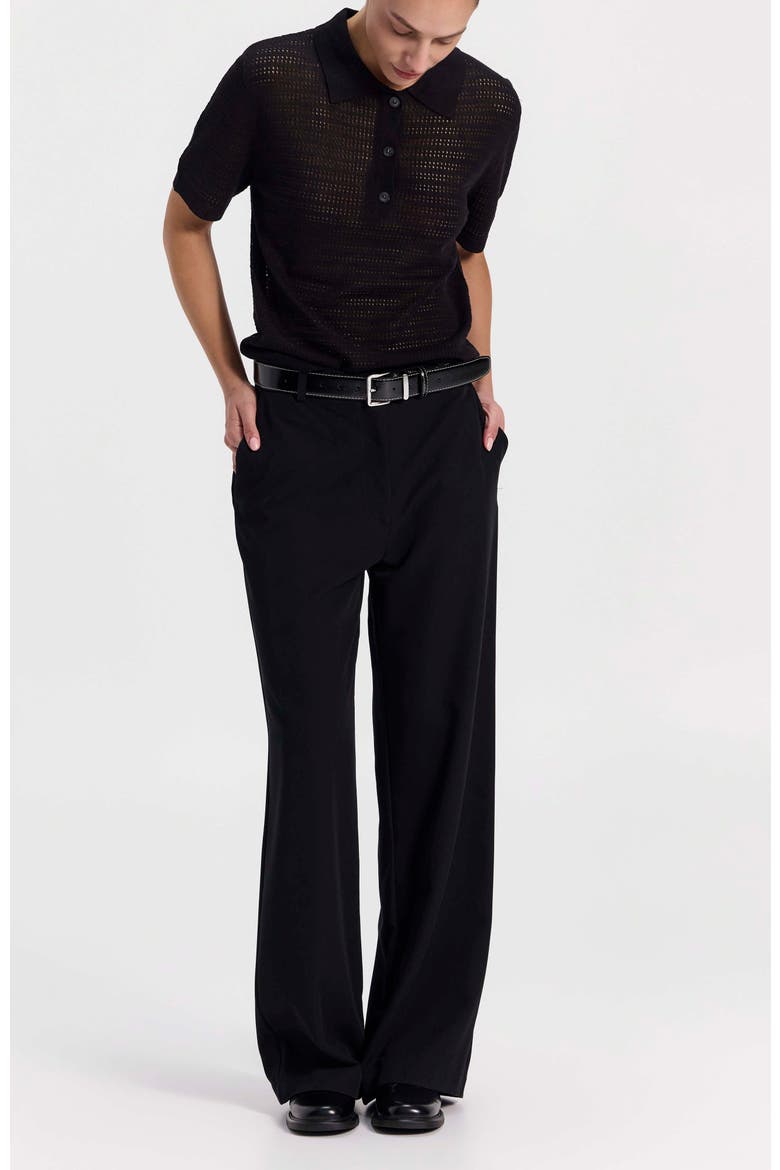 Knit Polo Top, Alternate, color, Black