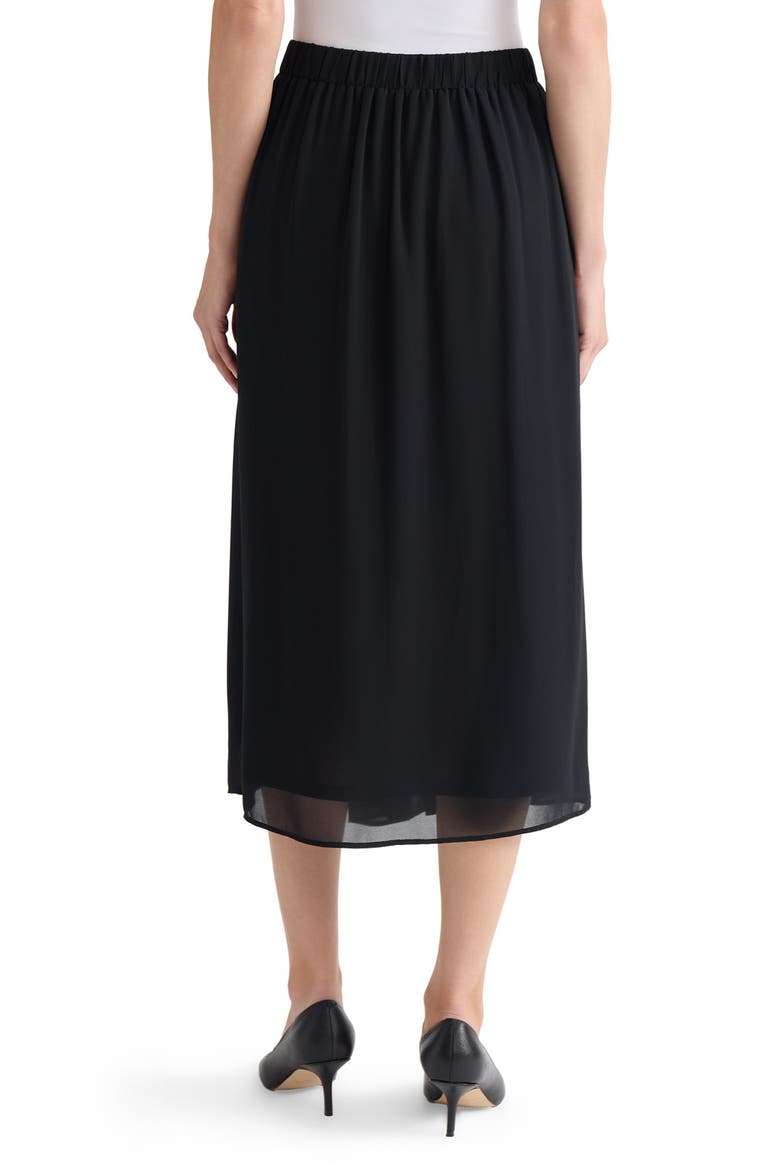 Pleated Pull-On Midi Skirt, Alternate, color, BLACK