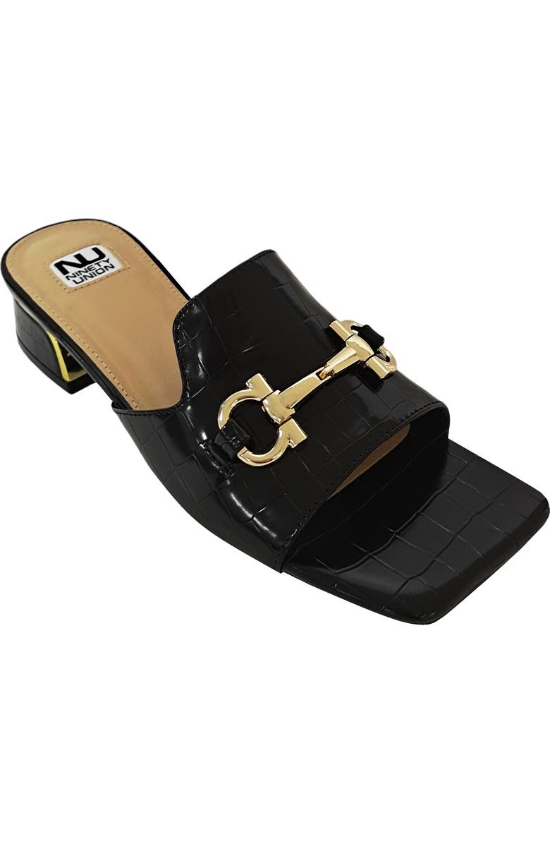 NINETY UNION Open toes, metal trim heel slide, Main, color, Black