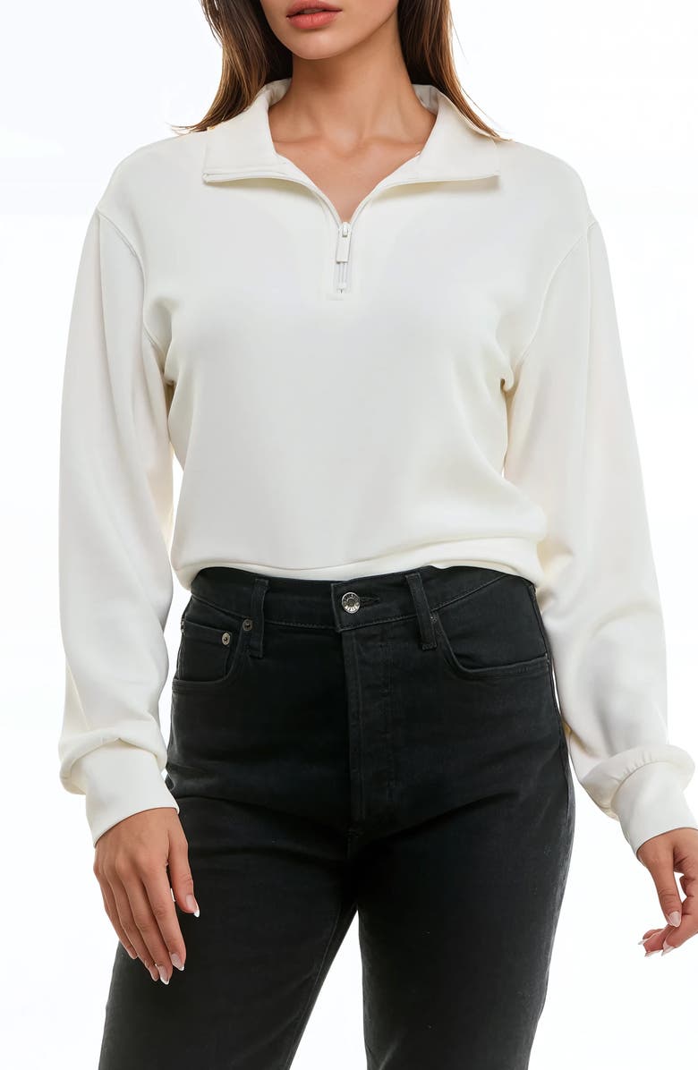 Urban Social Cloud Luxe Half Zip Sweatshirt, Main, color, Ivory