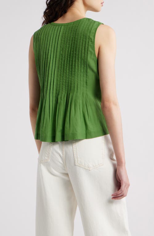 Treasure & Bond Pintuck Cotton Blend Tank In Green Willow