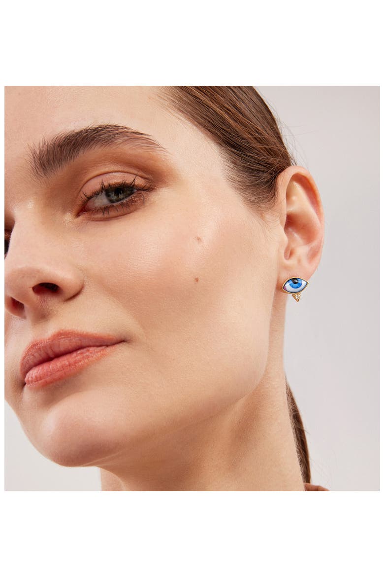 Petit Blue Single Stud Earring, Alternate, color, BLUE