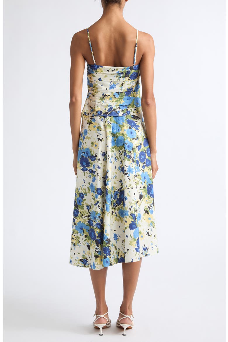 Peyton Ruched Floral Print Sleeveless Maxi Dress, Alternate, color, BUTTER/ CAPRI MULTI
