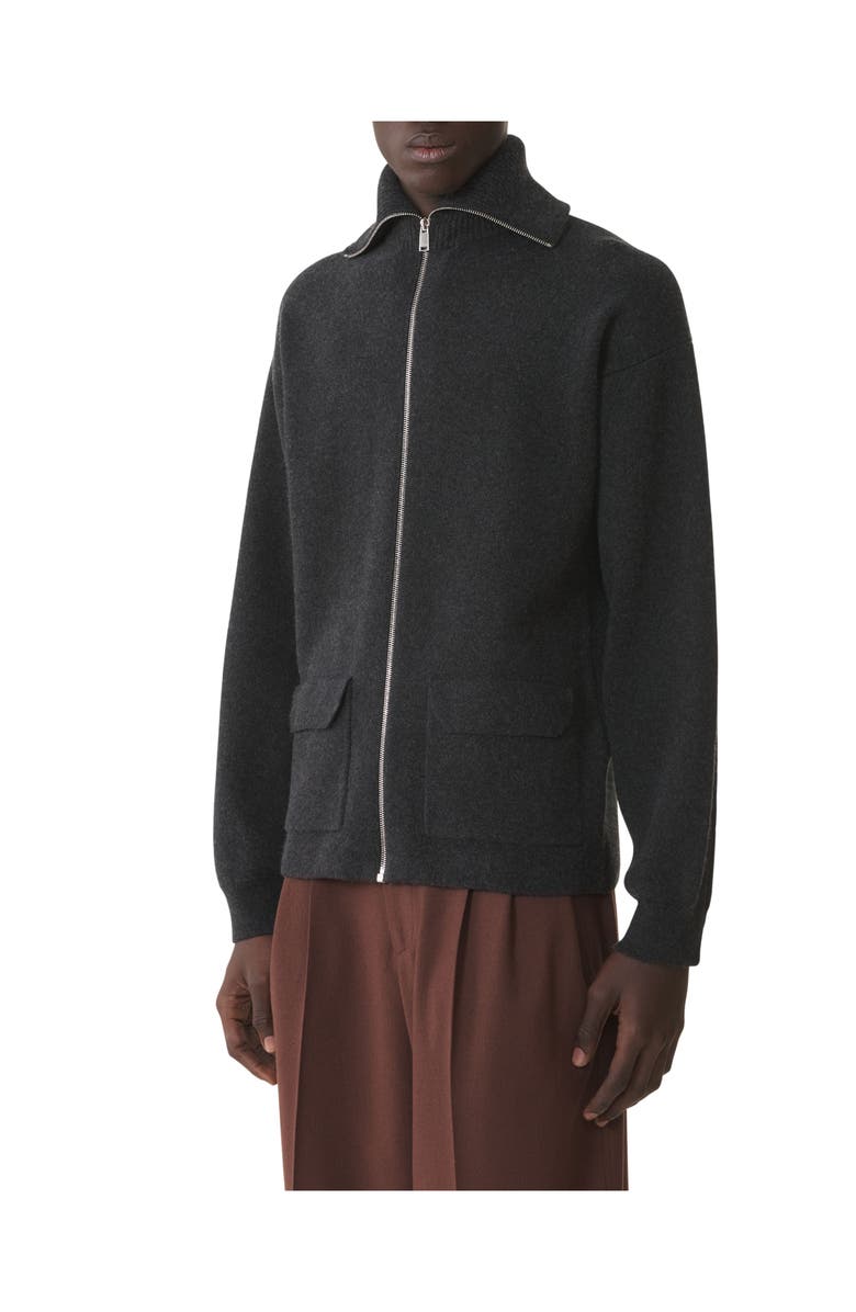 Lanvin Cashmere Zip Cardigan, Alternate, color, Heather Grey