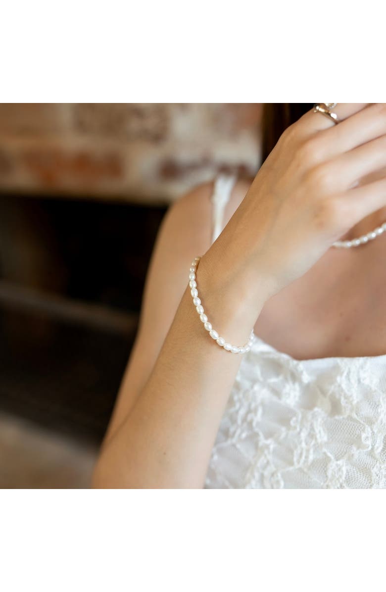 Spero London Natural Freshwater Real Seed Pearl Strand Bracelet, Alternate, color, Silver