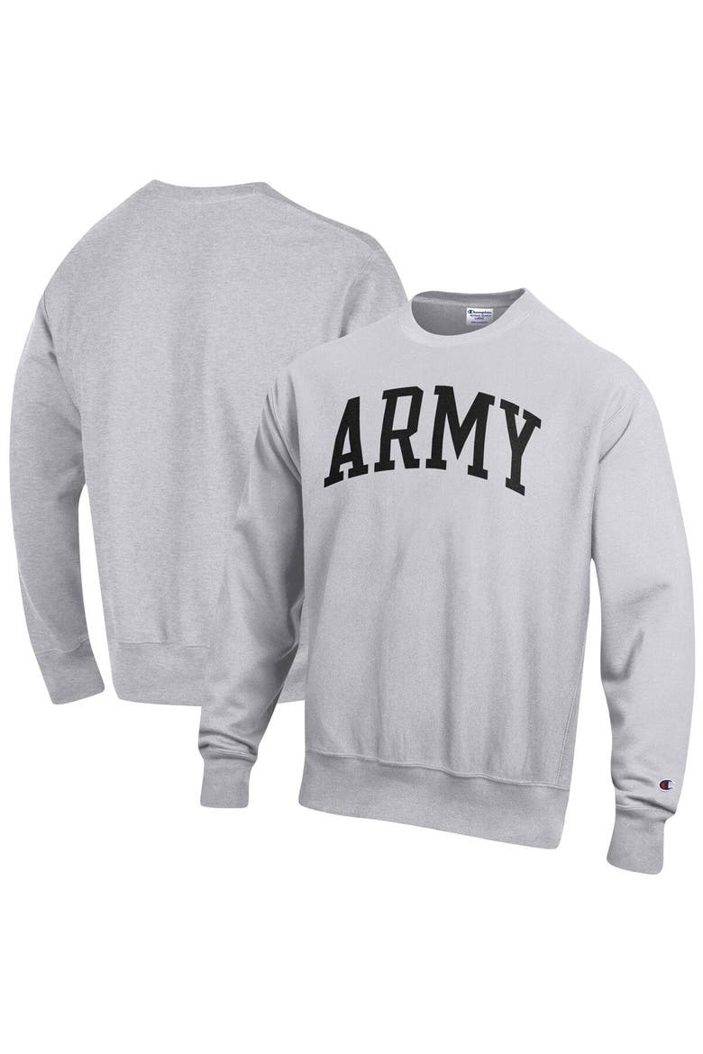 Men's Champion Heathered Gray Army Black Knights Arch Reverse Weave Pullover Sweatshirt, Main, color, Heather Gray