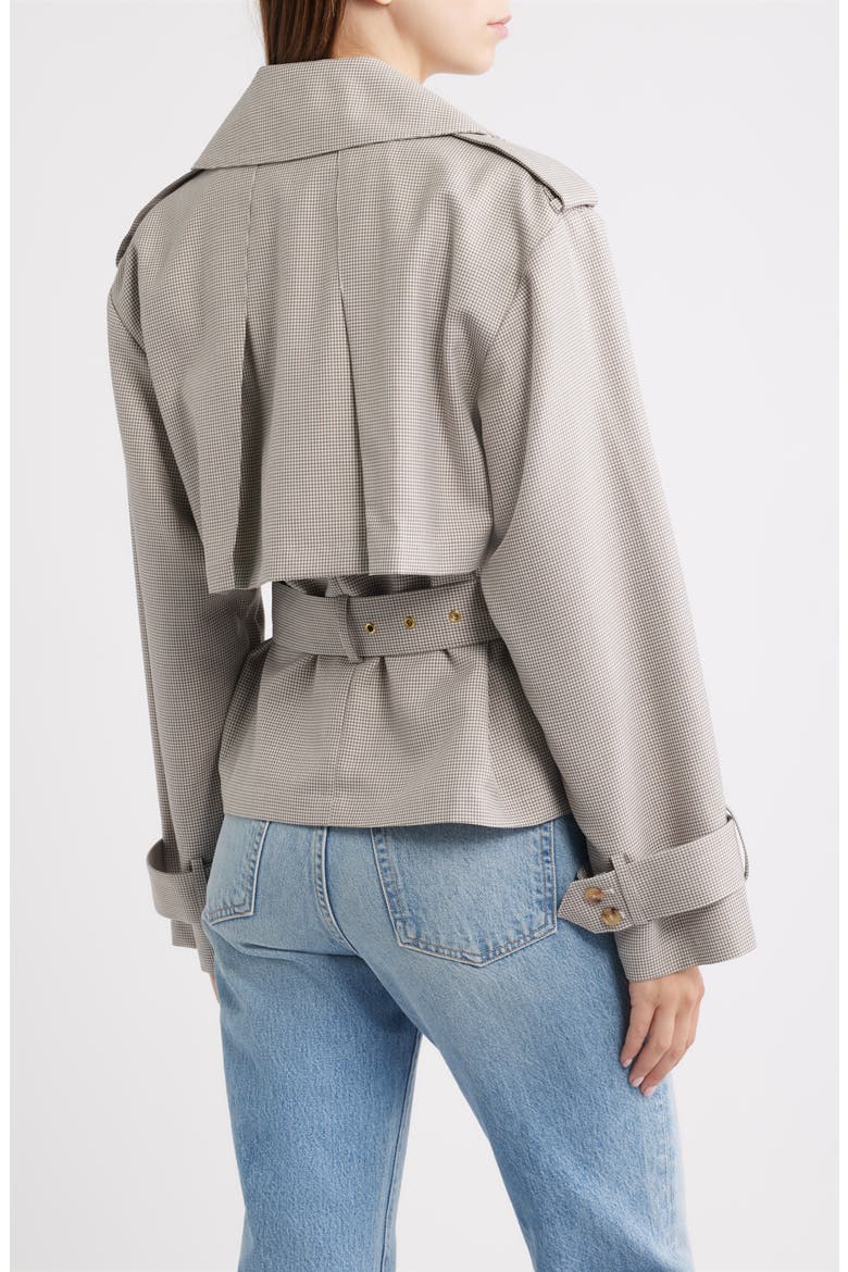 Houndstooth Short Trench Jacket, Alternate, color, BEIGE
