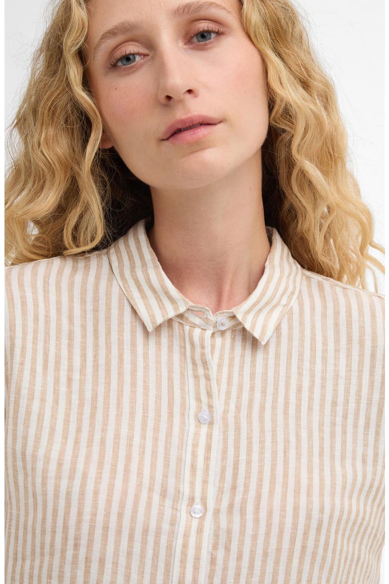 Marine Linen Button-Up Shirt, Alternate, color, PINK STRIPE