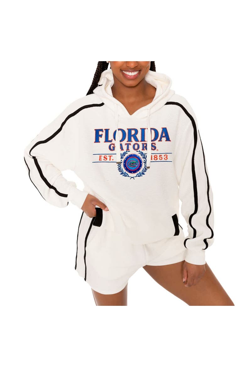 Women's Gameday Couture Cream Florida Gators Down, Set, Go Pullover Hoodie and Shorts Set, Alternate, color, Cream
