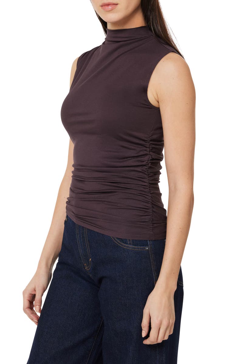 Habitual Ruched Sleeveless Top, Alternate, color, Chocolate
