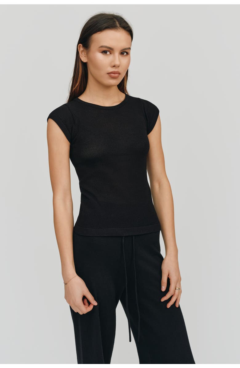 Kathryn McCarron Ella Mesh Tee, Alternate, color, Black