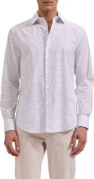 Bugatchi Axel Shaped Fit Geo Print Cotton Button-Up Shirt