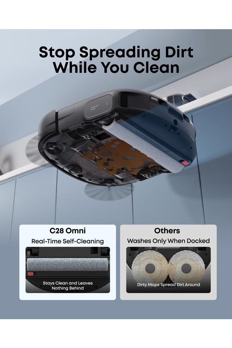 C28 Robot Vacuum and Mop Combo with HydroJet Self-Cleaning Roller Mop, Alternate, color, Black