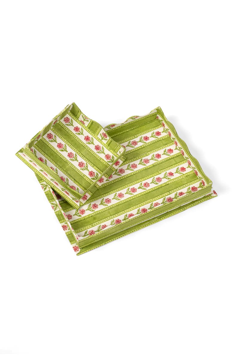 Inner Child Nesting Scalloped Blockprint Trays - Set of 2, Alternate, color, Blue