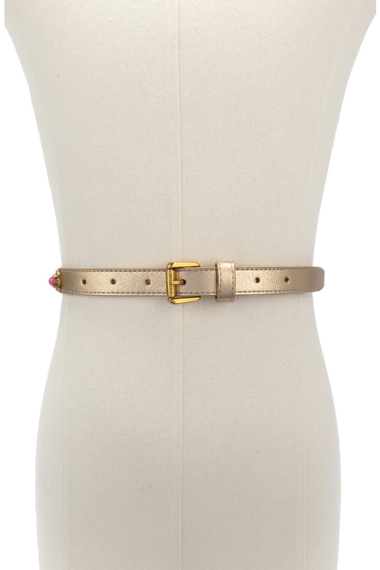 Octavia Embellished Metallic Leather Belt, Alternate, color, GOLD