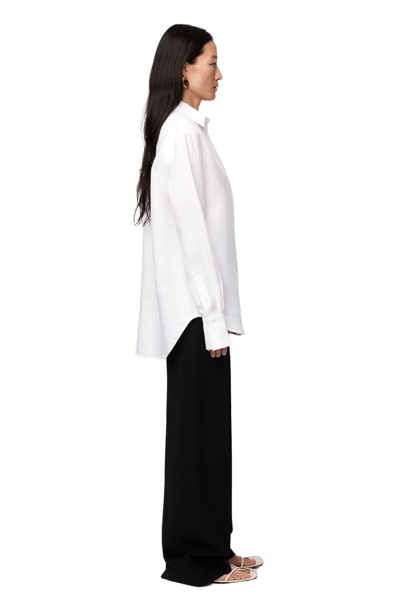 Another Tomorrow LINEN OVERSIZED MENS SHIRT, Alternate, color, White