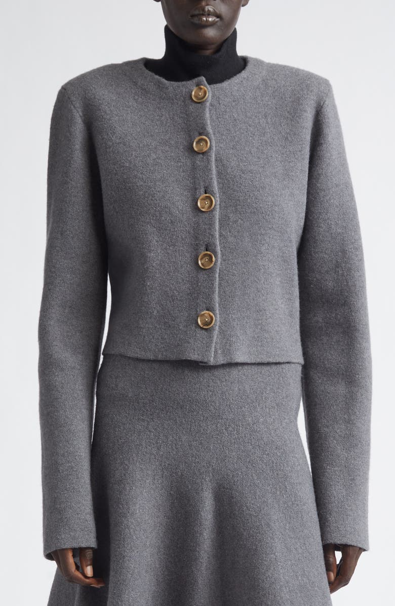 Brandon Maxwell The Ryder Virgin Wool Crop Jacket, Alternate, color, Heather Grey
