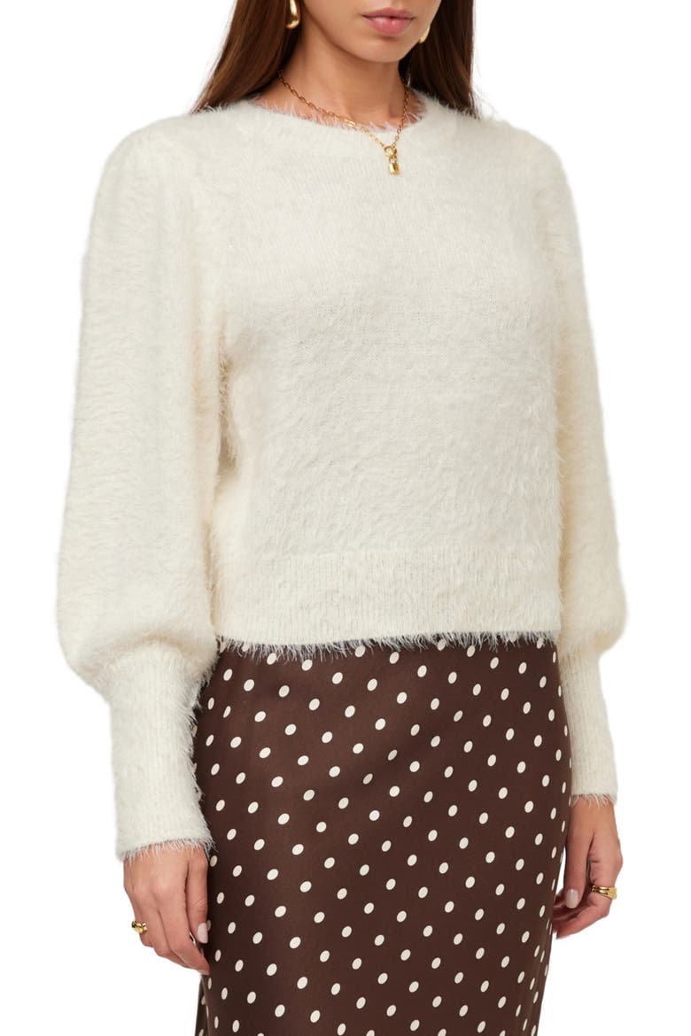 Lia Shirred Sleeve Sweater, Alternate, color, CREAM