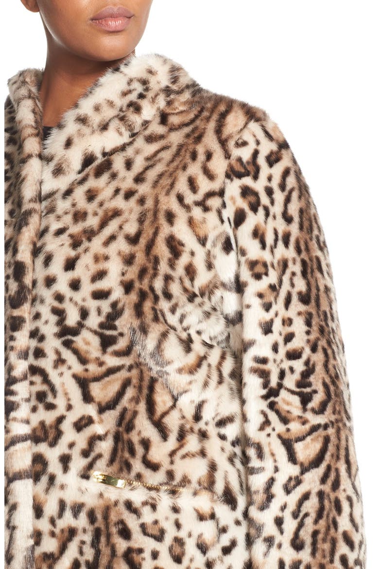 Leopard Print Faux Fur Coat, Alternate, color, CHEETAH