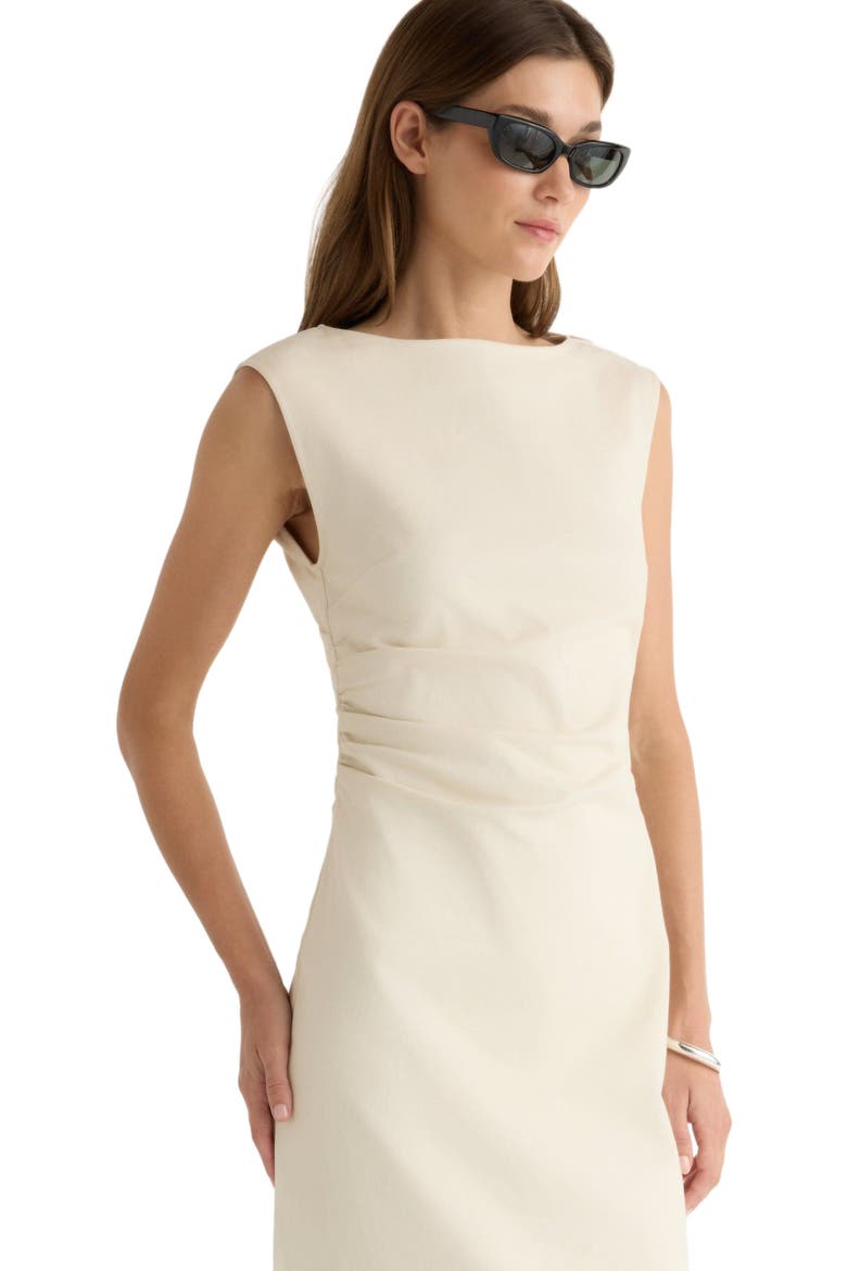 boat neck cream dress Women's Alva Slit Boat Neck Twill Ankle Length Dress XS/S/M/L/XL/Customize Cream MEAN BLVD Cream / XL