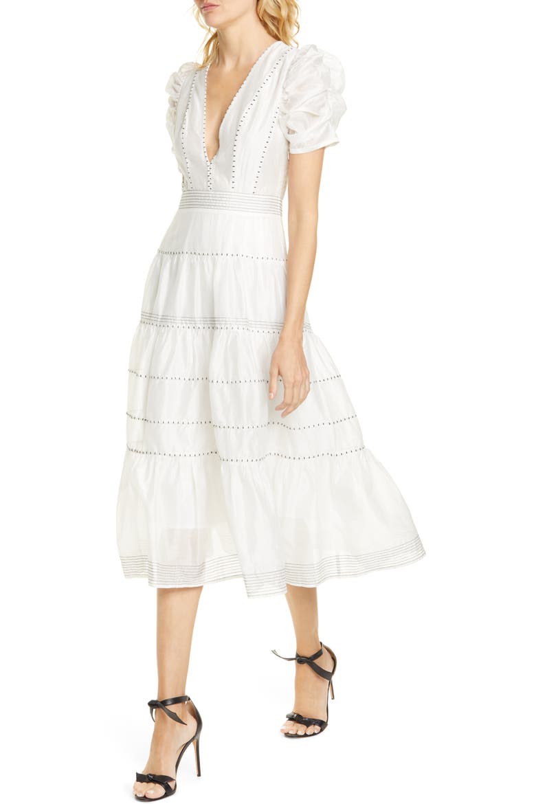 Odilie Midi Dress, Alternate, color, BLANC