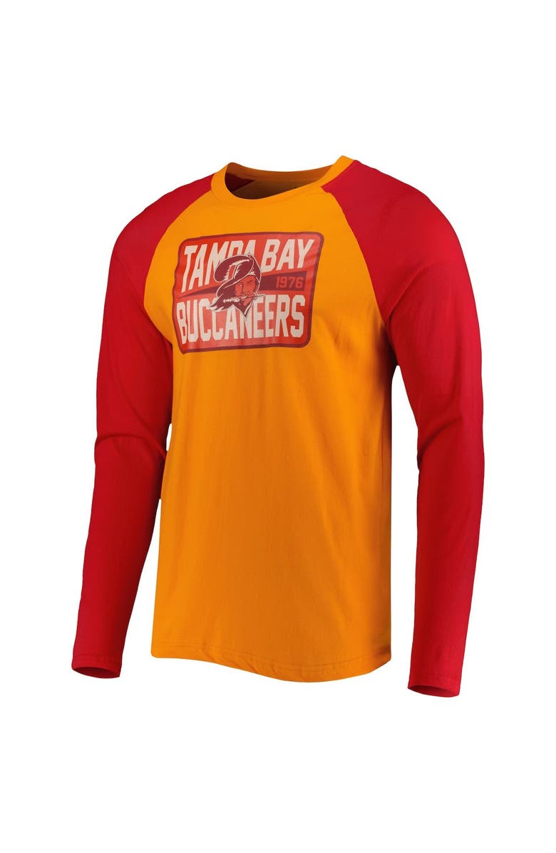 New Era Men's New Era Orange Tampa Bay Buccaneers Throwback Raglan Long Sleeve T-Shirt, Alternate, color,
