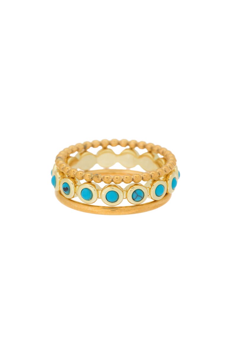 Adornia Set of 3 Imitation Turquoise Stackable Rings, Main, color,