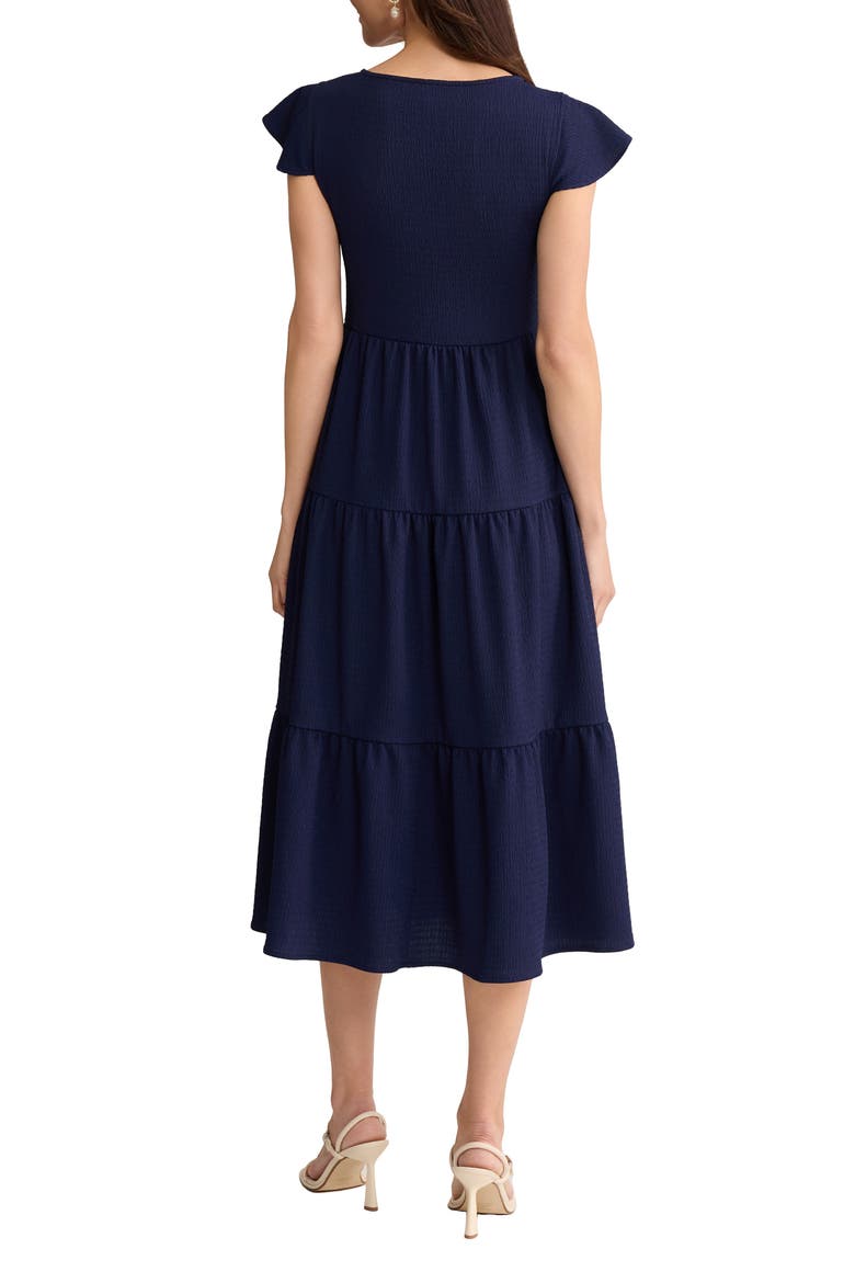 Flutter Sleeve Midi Dress, Alternate, color, PACIFIC NAVY