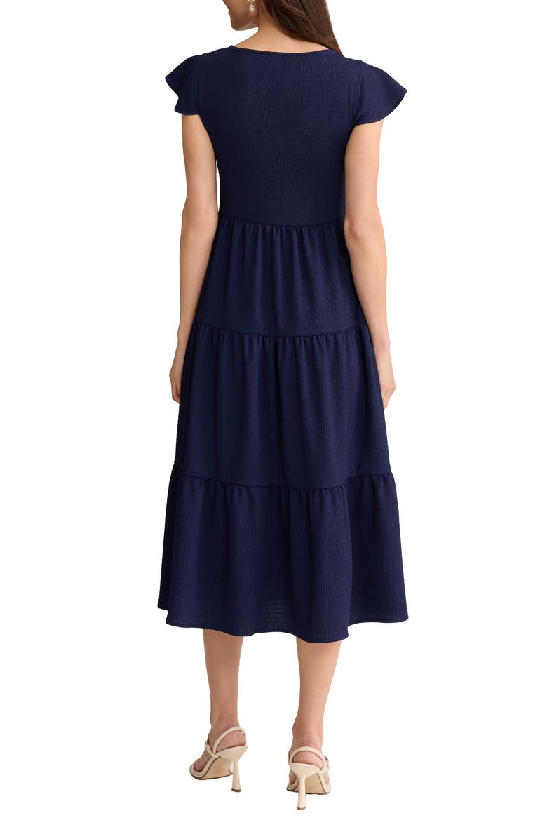 Jones New York Flutter Sleeve Midi Dress, Alternate, color, Pacific Navy