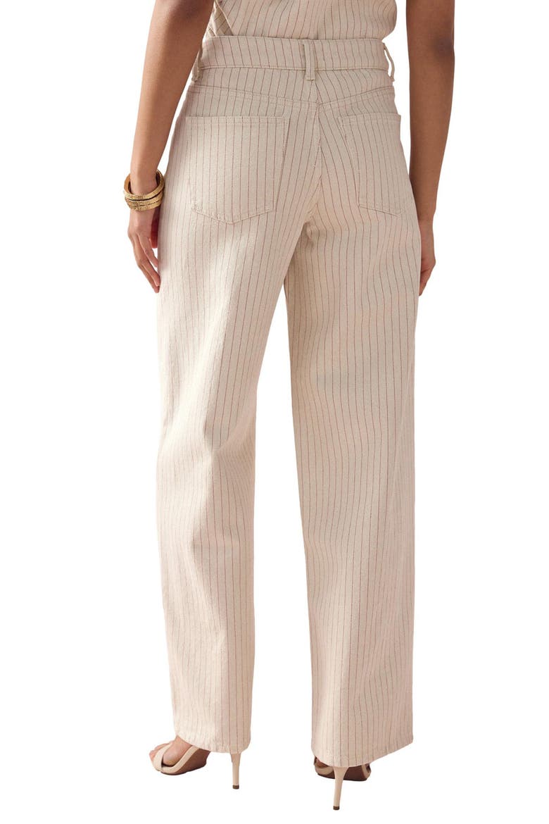 Stripe Straight Leg Jeans, Alternate, color, BROWN