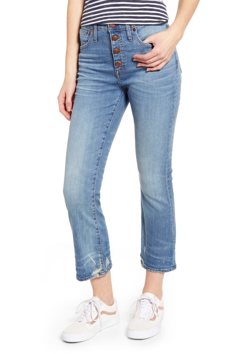 Cali Button Fly Demi Bootcut Jeans, Main, color, BESS
