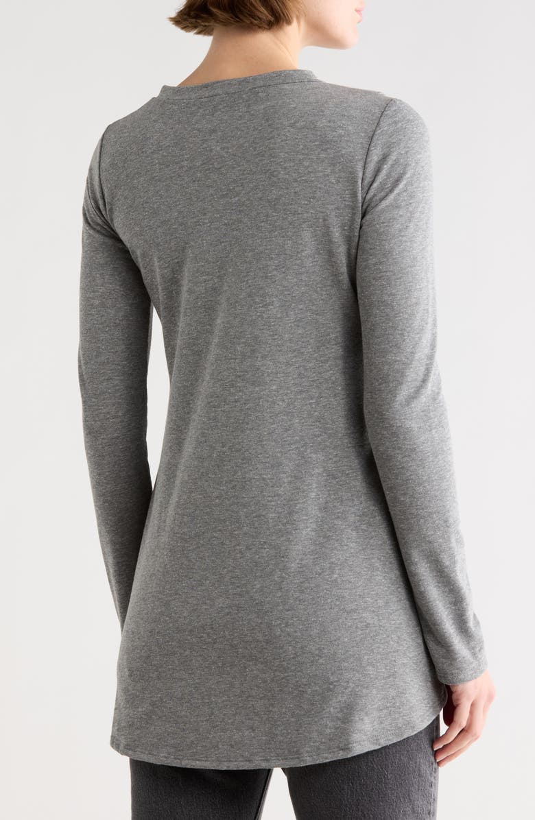 GO COUTURE Long Sleeve Cross Hem T-Shirt, Alternate, color, Dark Dull Gray