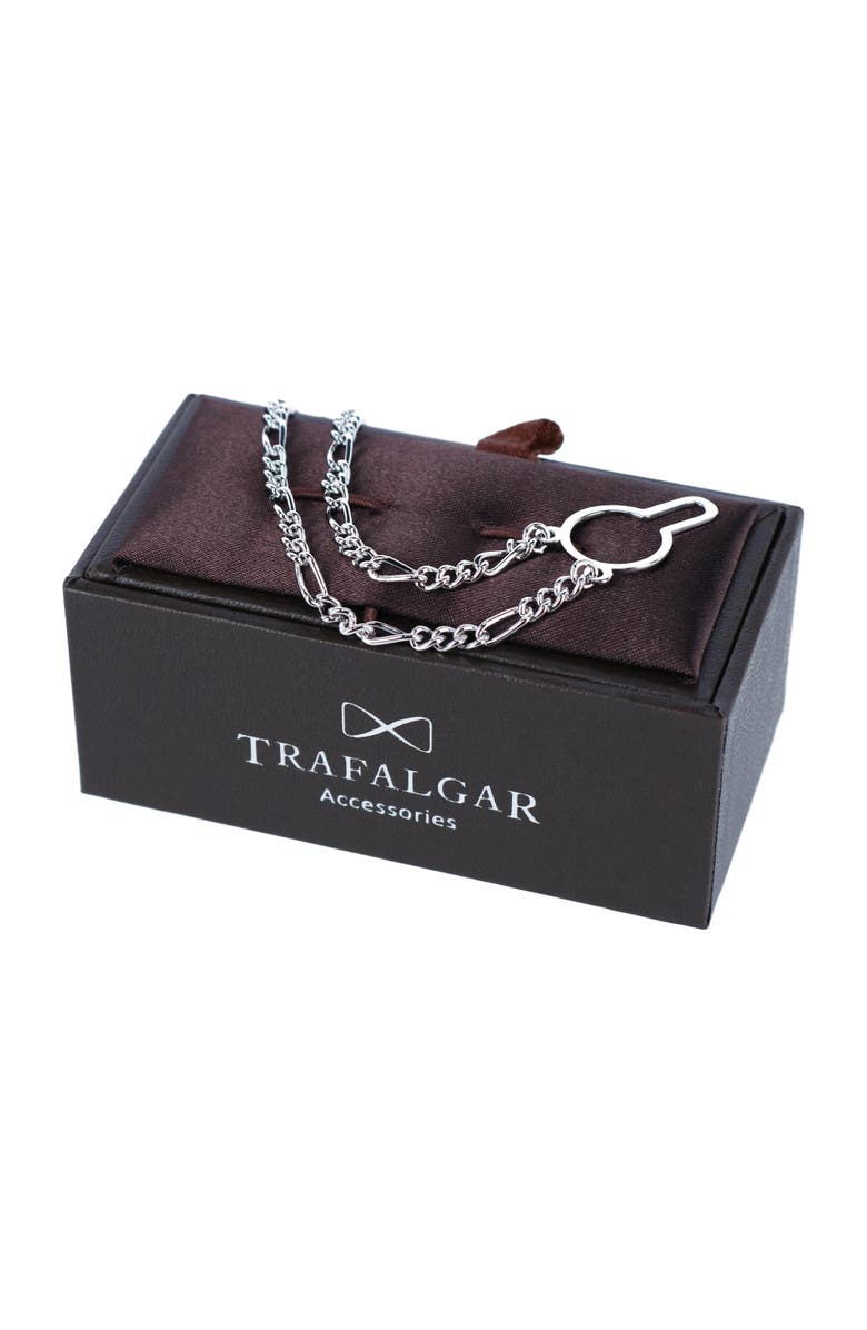 Trafalgar Sutton Sterling Silver Figaro Tie Chain, Alternate, color, Silver