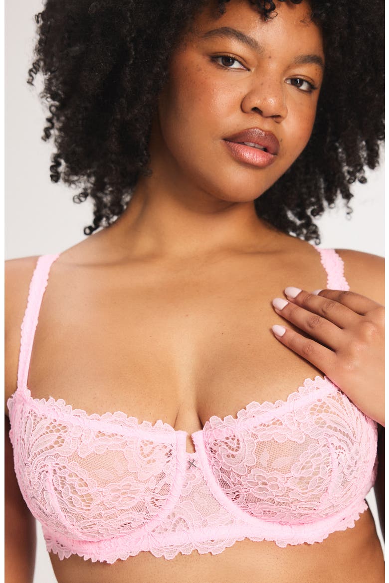 Romantic Corded Lace Unlined Underwire Bra, Alternate, color, PERKY PINK