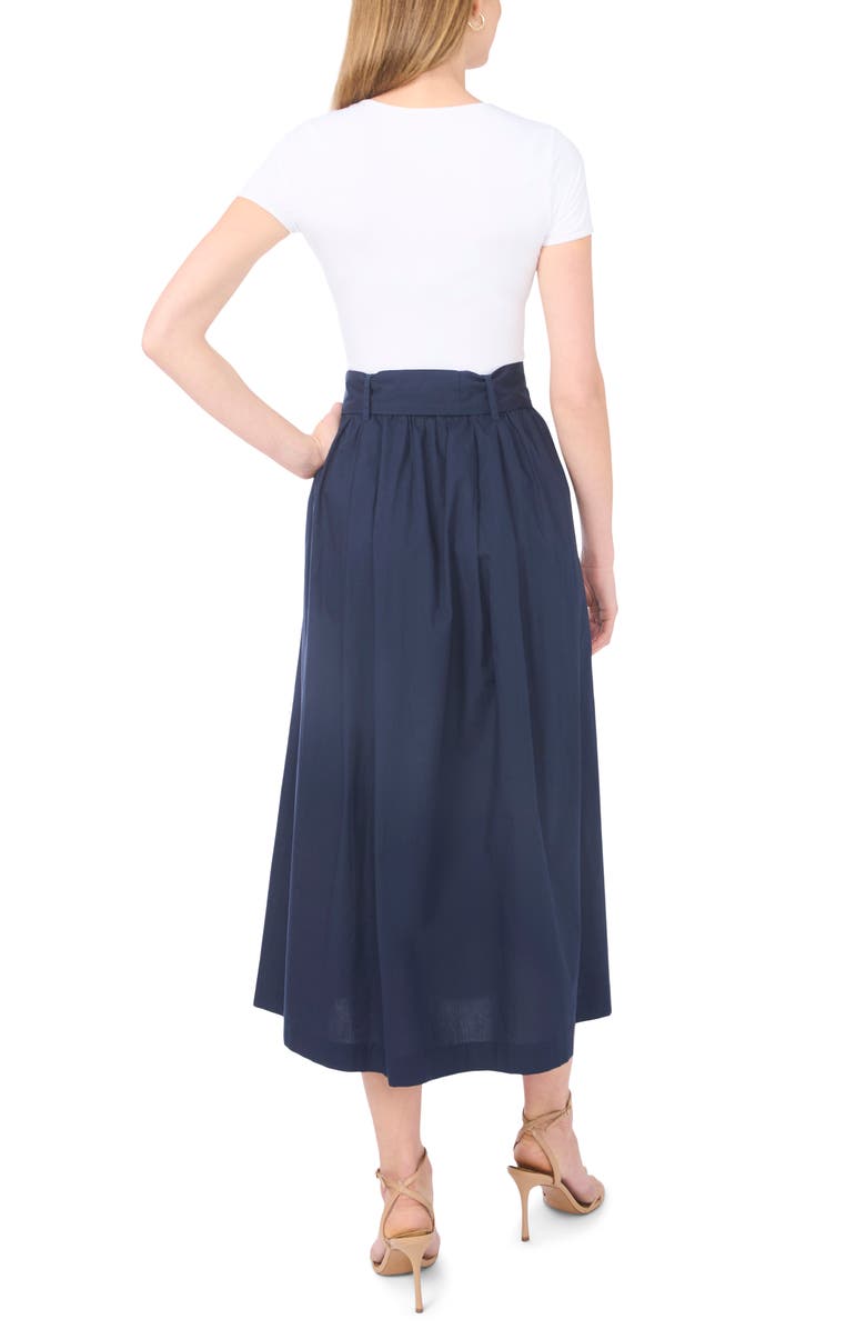 1.STATE Tie Waist Pleated Cotton Midi Skirt, Alternate, color, Indigo Night