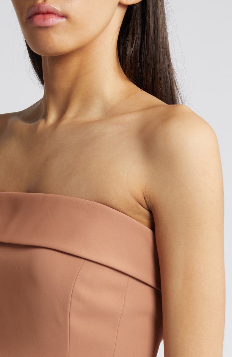 French Connection Harry Suiting Strapless Dress, Alternate, color, Mocha Mousse