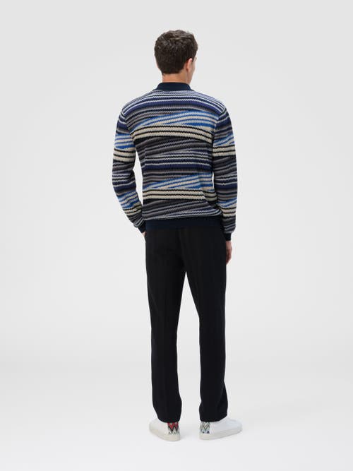 Missoni Long Sleeve Polo With Zip And Striped Zigzag Pattern In Multi
