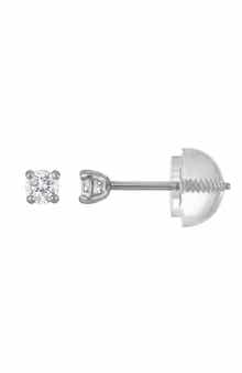 FZN Kids' 14K Gold Lab Grown Diamond Solitaire Stud Earrings