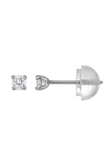 Fzn Kids' 14k Gold Lab Grown Diamond Solitaire Stud Earrings In White