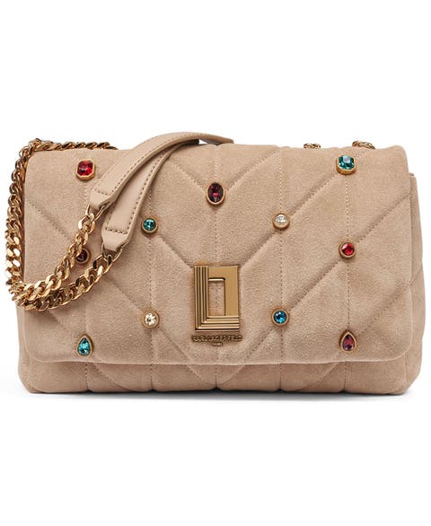 Lafayette Suede Shoulder Bag With Gems