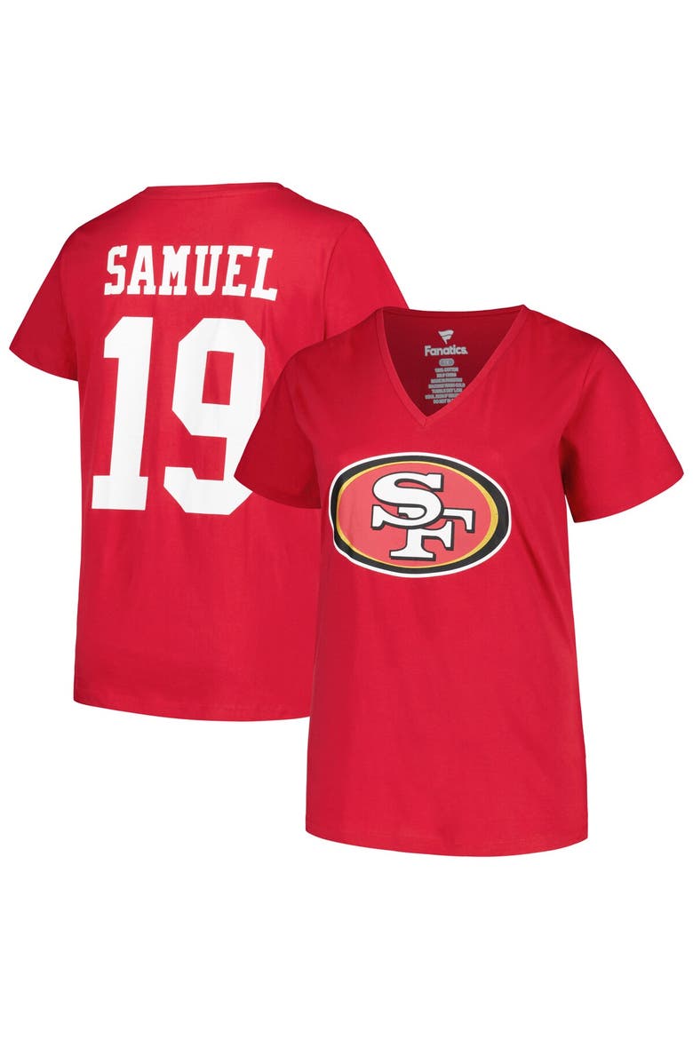 Women's Fanatics Branded Deebo Samuel Scarlet San Francisco 49ers Plus Size Player Name & Number V-Neck T-Shirt, Alternate, color, Scarlet
