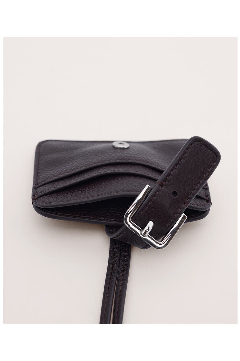 Buckle Leather Cardholder on a Lanyard, Alternate, color, BURGUNDY