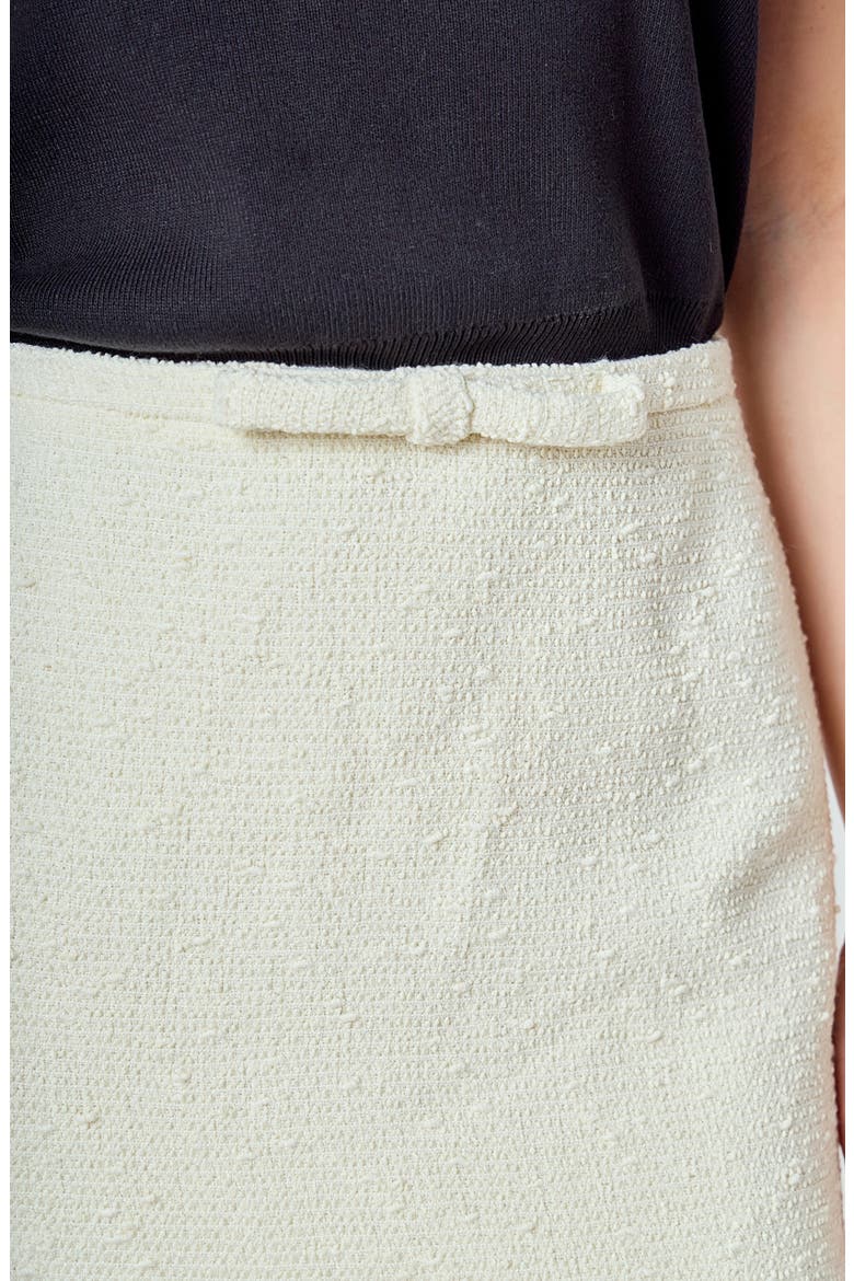 Bow Detail Tweed Miniskirt, Alternate, color, IVORY