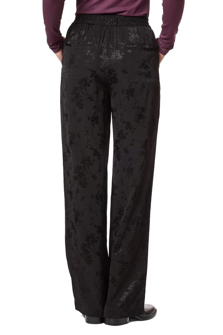 Floral Jacquard Elastic Waist Pants, Alternate, color, BLACK NIGHT JACQUARD