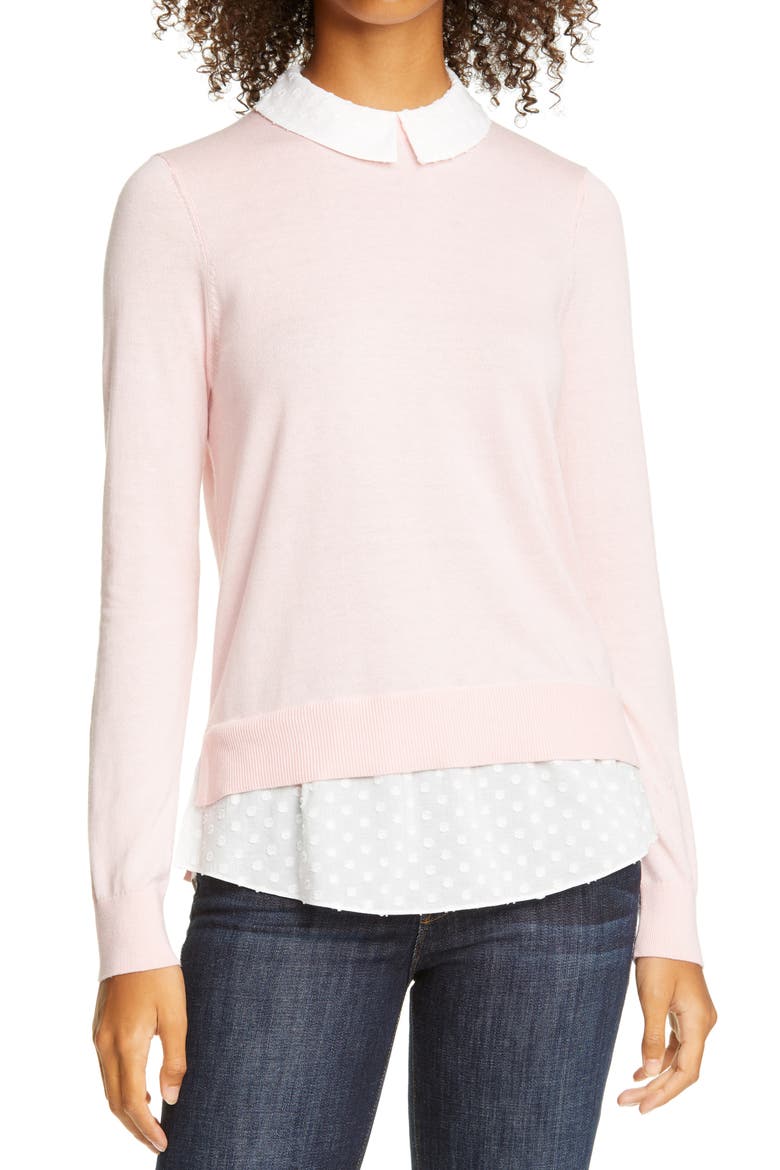 Ohlin Mixed Media Layered Sweater, Main, color, DUSKY-PINK